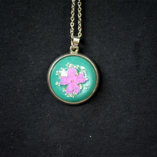Turquoise Pop Real Dried Flower Necklace -Plant Life Decor Shop Pastel Pride 3