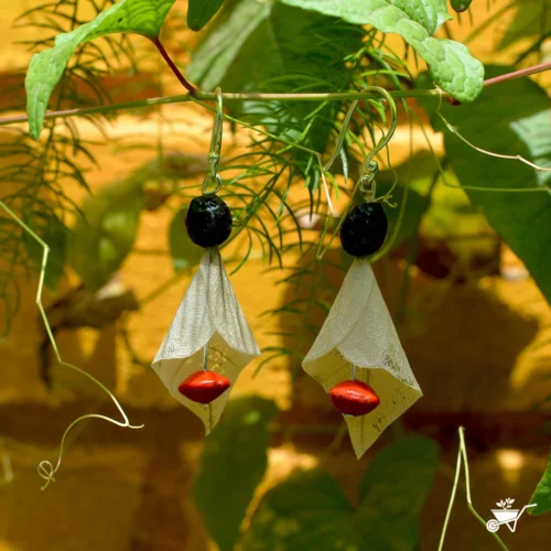 Peepal Skeleton Dried Seed Earrings -Plant Life Decor Shop Peepalleaf 3