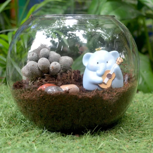 Miniature Elephant Playing Guitar – Cute Resin Decor For Gifts & Gardens -Plant Life Decor Shop Plump Elephant Guitar 4