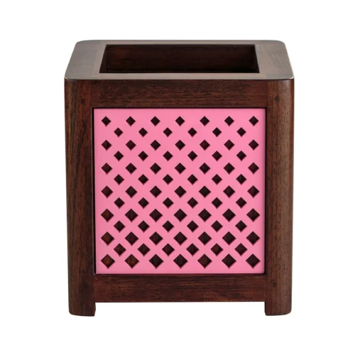 QUBO Dotted Handmade Wooden Indoor Planter Pot -Plant Life Decor Shop R1001 2