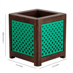 QUBO Dotted Handmade Wooden Indoor Planter Pot -Plant Life Decor Shop R1002 1 Dimension