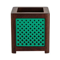 QUBO Dotted Handmade Wooden Indoor Planter Pot -Plant Life Decor Shop R1002 2