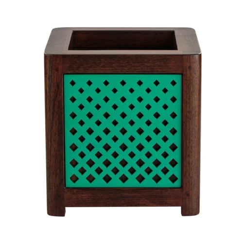 QUBO Dotted Handmade Wooden Indoor Planter Pot -Plant Life Decor Shop R1002 2