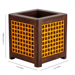 QUBO Leafy Handmade Wooden Indoor Planter Pot -Plant Life Decor Shop R1004 1 Dimension