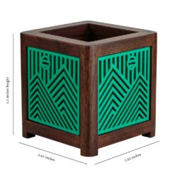 QUBO Story Handmade Wooden Indoor Planter Pot -Plant Life Decor Shop R1008 1 Dimension