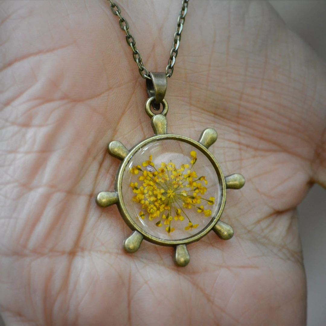 Saffron Stars Real Dried Flower Necklace 3 Saffron Stars Real Dried Flower Necklace - Image 3