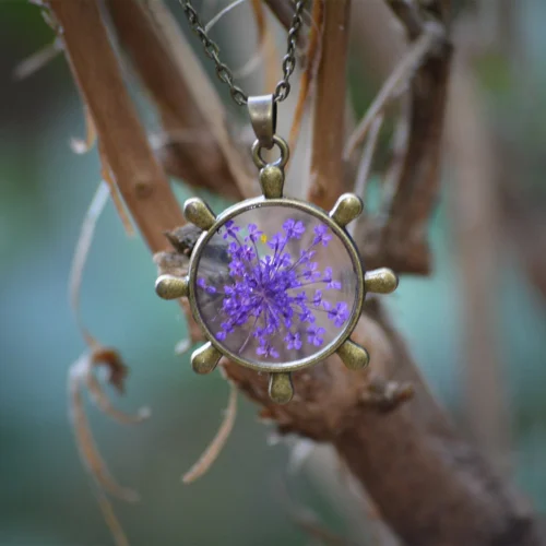 Sailor's Charm Real Dried Flower Necklace