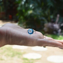 Scented Sapphire Real Dried Flower Ring -Plant Life Decor Shop Scented Sapphire 3