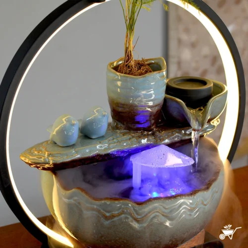 Serene Birdsong Water Fountain LED Decor Zen Garden -Plant Life Decor Shop Serene Birdsong Fountain 5