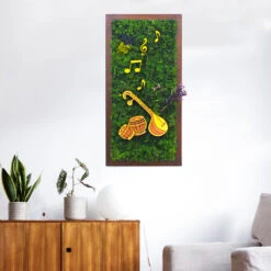 Sitar Symphony Preserved Moss Frame With Dark Wood