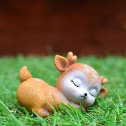 Miniature Sleeping Baby Deer Decor
