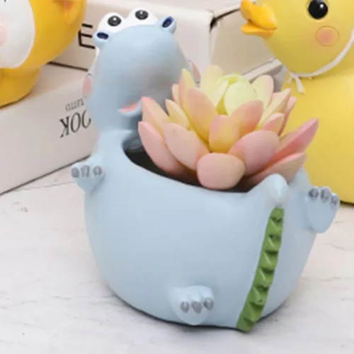 Sleeping Dinosaur Resin Succulent Pot -Plant Life Decor Shop Sleepy Dinosaur 3