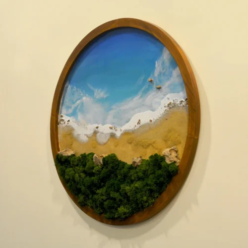 Solitude Of The Beach Preserved Moss Frame With Light Wood 9 Solitude Of The Beach Preserved Moss Frame With Light Wood -Plant Life Decor Shop Solitude of the beach 2