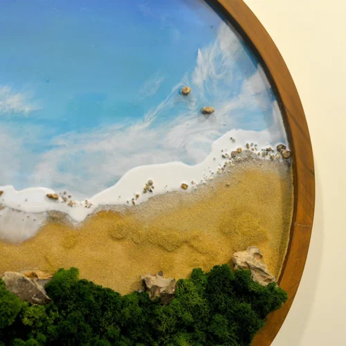 Solitude Of The Beach Preserved Moss Frame With Light Wood 10 Solitude Of The Beach Preserved Moss Frame With Light Wood -Plant Life Decor Shop Solitude of the beach 3