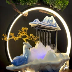 Sapphire Bliss Water Fountain LED Decor Zen Garden -Plant Life Decor Shop Symphony of Sapphire Fountain 7