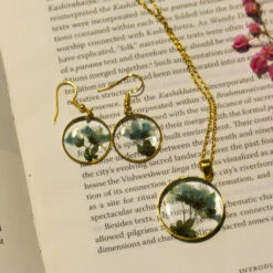 Teal Escapade Real Dried Flower Necklace / Set