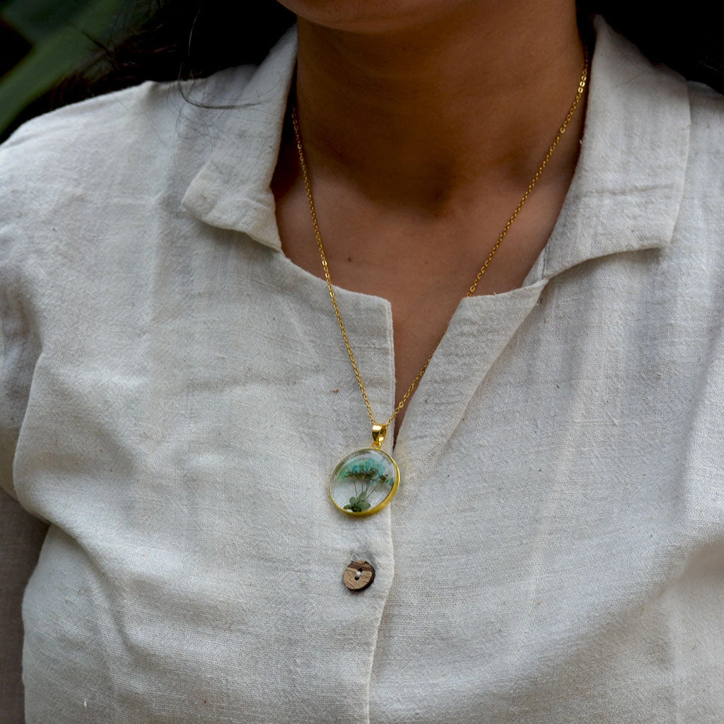 Teal Escapade Real Dried Flower Necklace / Set 2 Teal Escapade Real Dried Flower Necklace / Set - Image 2