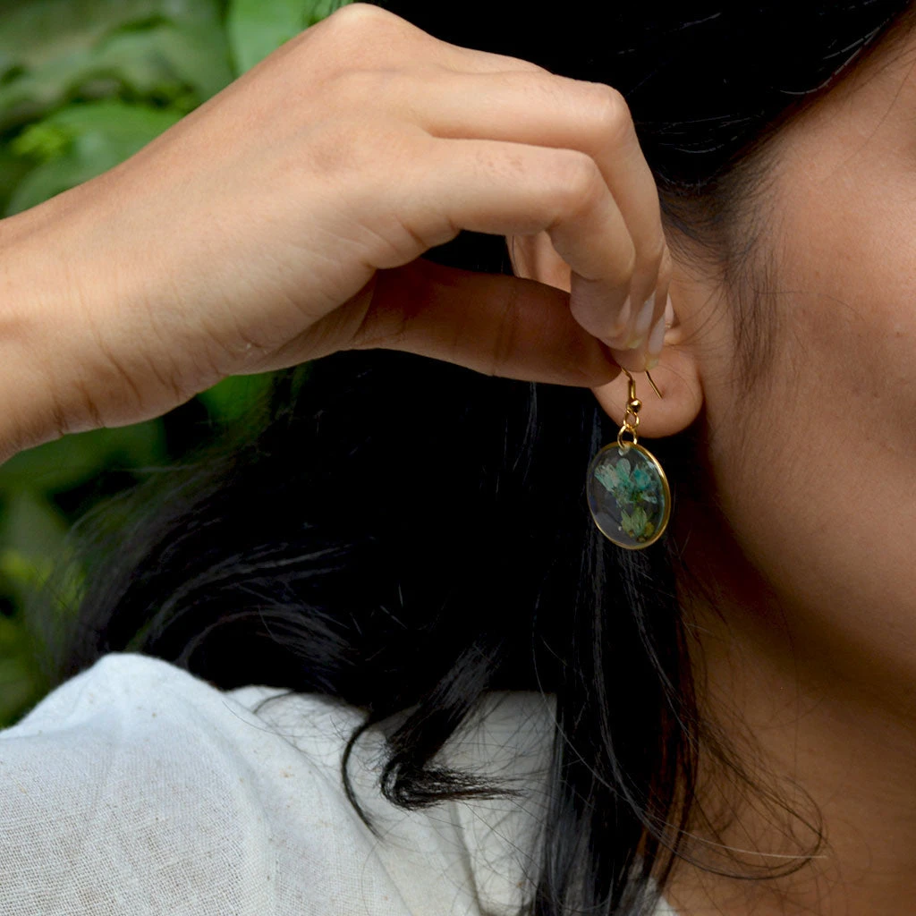 Teal Escapade Real Dried Flower Necklace / Set 3 Teal Escapade Real Dried Flower Necklace / Set - Image 3