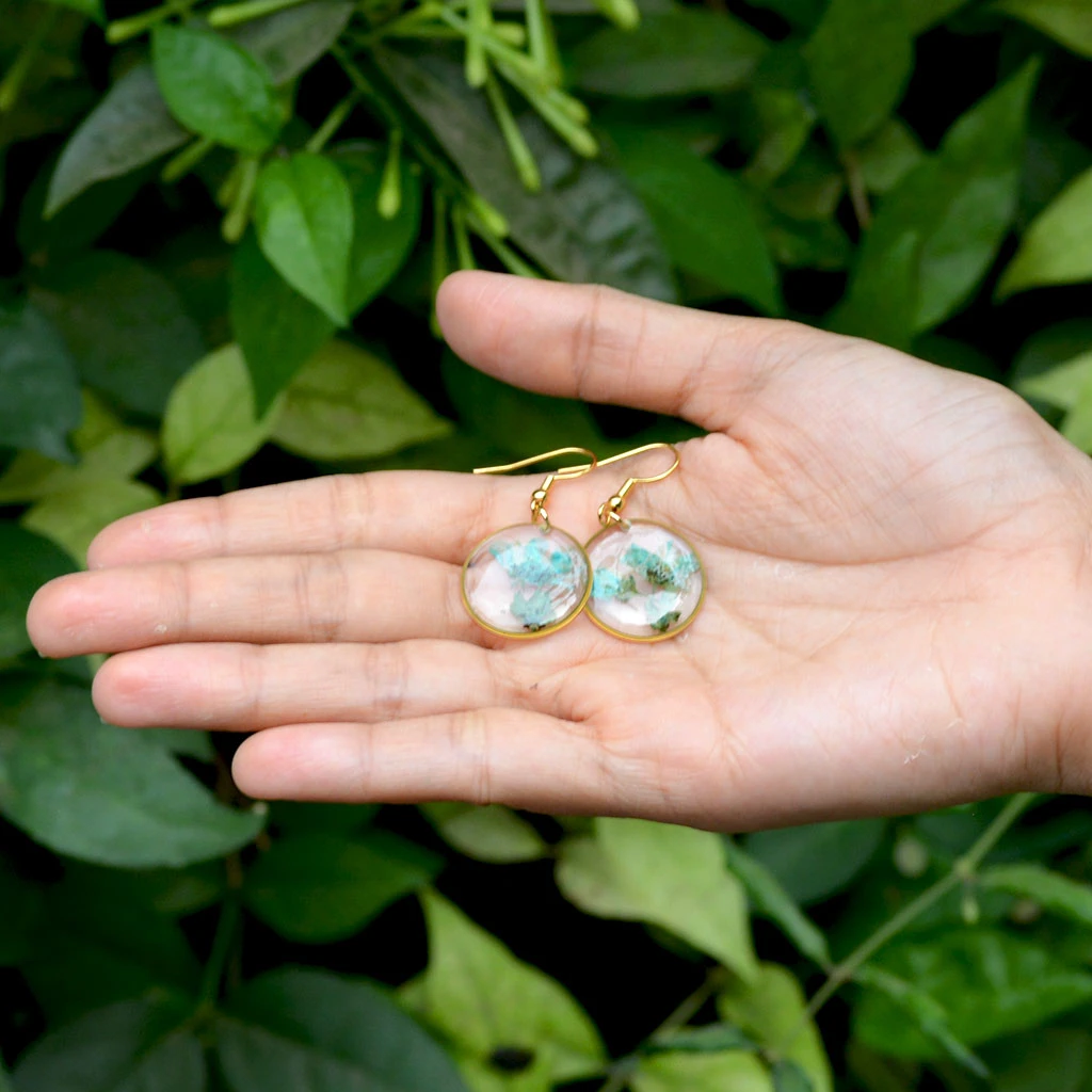 Teal Escapade Real Dried Flower Necklace / Set 4 Teal Escapade Real Dried Flower Necklace / Set - Image 4