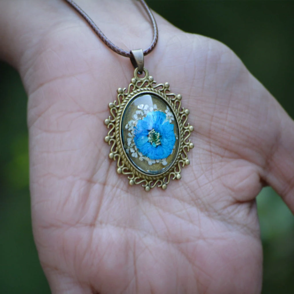 Azure Fantasia Real Dried Flower Necklace 2 Azure Fantasia Real Dried Flower Necklace - Image 2