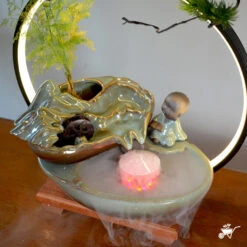 Thoughtful Monk Water Fountain LED Decor Zen Garden -Plant Life Decor Shop Thoughtful Monk 9