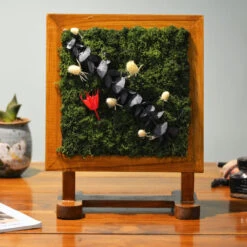 Tousled Bud Tabletop Preserved Moss Frame With Stand