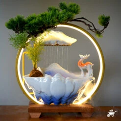 Tranquil Stag Water Fountain LED Decor Zen Garden