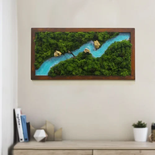 Traverse The Wild Preserved Moss Frame With Dark Wood