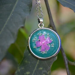 Turquoise Pop Real Dried Flower Necklace