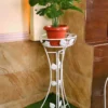 White Metal Flower Stand Single Pot On Top