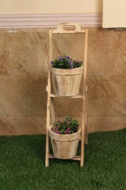 2 Tier Flower Stands In Wood -Plant Life Decor Shop WNG 11 4 5 A817032 2
