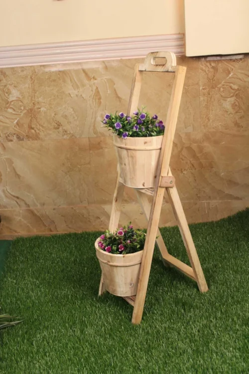 2 Tier Flower Stands In Wood -Plant Life Decor Shop WNG 11 4 5 A817032 3