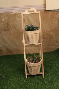 2 Tier Flower Stands In Wood