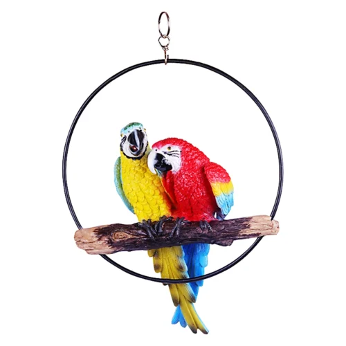 Two Parrot In Ring For Hanging -Plant Life Decor Shop WNG 2 21 26 twoparot on ring 1