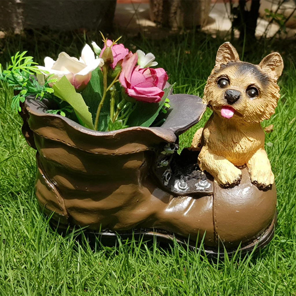Cute Pup With Planter In Shoe Design Planter 1 Cute Pup With Planter In Shoe Design Planter
