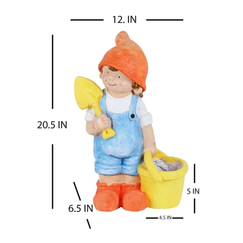 Boy With Spade And Bucket Planter -Plant Life Decor Shop WNG17022C 6