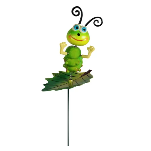 Caterpillar Garden Stake On Leaf (SET Of 2) 15 Caterpillar Garden Stake On Leaf (SET Of 2) -Plant Life Decor Shop WNG6032A 5 3033 5 4