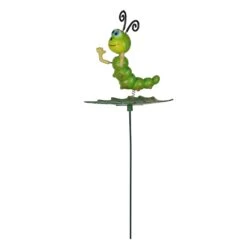 Caterpillar Garden Stake On Leaf (SET Of 2) -Plant Life Decor Shop WNG6032A 5caterpillarNewo 3