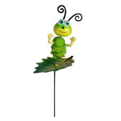Caterpillar Garden Stake On Leaf (SET Of 2) -Plant Life Decor Shop WNG6032A 5caterpillarNewo 6