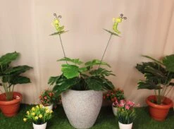 Caterpillar Garden Stake On Leaf (SET Of 2)