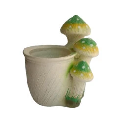 Planter With 3 Green Mushroom Planter 12 Planter With 3 Green Mushroom Planter -Plant Life Decor Shop WNG MUSHROOM WITH POT G 2