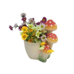 Planter With 3 Red Mushroom Planter