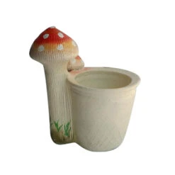 Planter With 3 Red Mushroom Planter -Plant Life Decor Shop WNG MUSHROOM WITH POT R 3