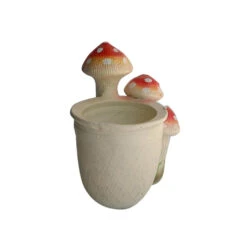 Planter With 3 Red Mushroom Planter -Plant Life Decor Shop WNG MUSHROOM WITH POT R 4
