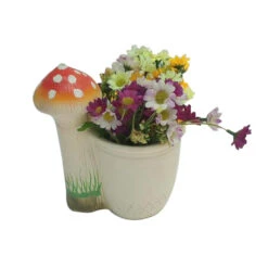 Planter With 3 Red Mushroom Planter -Plant Life Decor Shop WNG MUSHROOM WITH POT R 7
