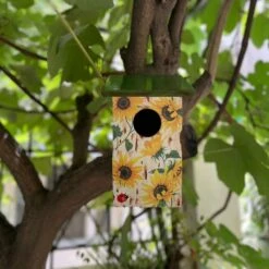 Hand Crafted Solid Wood Bird House With Sunflowers Decor -Plant Life Decor Shop WhatsApp Image 2024 06 26 at 11.57.51 ff284c11