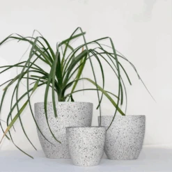 White Terrazo Terracotta Pot