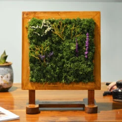 Wily Magenta Tabletop Preserved Moss Frame With Stand