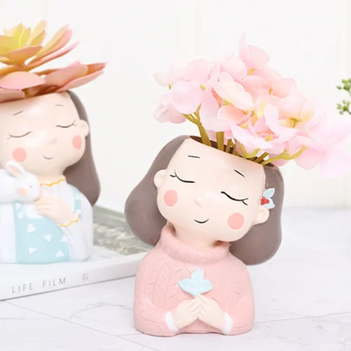 Wishful Nostalgia Girl Resin Succulent Pot -Plant Life Decor Shop Wishful nostalgia girl 3