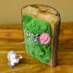 A Frosty Floret Tabletop Preserved Moss Frame In Wooden Bark -Plant Life Decor Shop a frosty floret 4